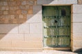 Korean traditional wooden door and stone wall Royalty Free Stock Photo