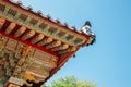 Korean traditional wooden eaves at Beomeosa temple in Busan, Korea Royalty Free Stock Photo