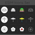 Korean traditions dark theme icons set