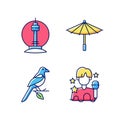 Korean traditions RGB color icons set Royalty Free Stock Photo