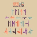 Korean alphabet set in hand drawn style