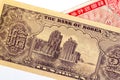 Korean War era five ten Hwan bank notes Royalty Free Stock Photo