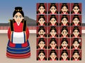 Korean Wedding Bride Cartoon Emotion faces Vector Illustration Royalty Free Stock Photo