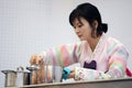 Korean woman cooking