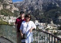 Korean woman and her caucasian senior husband on holiday on the way to Positano, Royalty Free Stock Photo