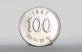 Korean 100 Won coin Royalty Free Stock Photo