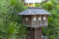 Korean wooden lamp in garden of old house in an ancient village in Jeonju, South Korea Royalty Free Stock Photo