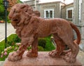 Koreiz, Crimea - July 10. 2019. Terracotta Lion at the entrance to Princes Yusupov Palace