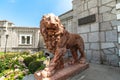 Koreiz, Crimea - July 10. 2019. Terracotta Lion at the entrance to Princes Yusupov Palace