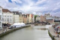 Korenlei and Graslei quays in centre of Gent old town, Belgium Royalty Free Stock Photo