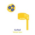 Korfball sport icon. Editable vector in blue and yellow colors