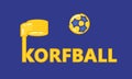 Korfball sport icon. Editable vector in blue and yellow colors