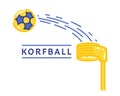 Korfball sport logotype. Editable vector in blue and yellow colors