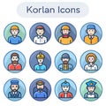 Korlan icon set in flat vector style Royalty Free Stock Photo