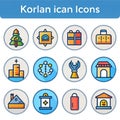 Korlan icon set in flat vector style Royalty Free Stock Photo