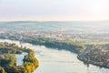 Korneuburg and the Danube River during summer