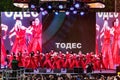 Ballet Todes dancing on the stage at free openair evening concert.