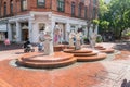 The Kortingbrunnen is a fountain ensemble in the pedestrian zone of the Lister Meile on the corner Kortingstrasse Royalty Free Stock Photo