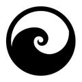 Koru spiral icon in black stylised maori tribal tattoo