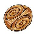 Korvapuusti. Sweet Finnish cardamom buns with brown sugar and cinnamon. Finnish food. Vector image isolated