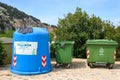 Dustbins for waste segregation ona the Greek island of Kos