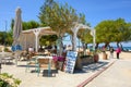 Greek restaurant right on the beach in the resort town of Mastichari on the island of Kos Royalty Free Stock Photo