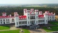 Kosava, Belarus. Aerial Bird's-eye View Of Famous Popular Historic Landmark Kosava Castle. Puslowski Palace Castle