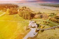 Kosava, Belarus. Aerial Bird's-eye View On Memorial Museum-estate Of Tadeusz Kosciuszko. National Hero In Poland