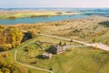 Kosava, Belarus. Memorial Museum-estate Of Tadeusz Kosciuszko. Aerial Bird`s-eye View Of Famous Popular Historic