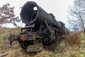 Koscierzyna, pomorskie / Poland ÃÂ¢Ã¢âÂ¬Ã¢â¬Å November, 27, 2019: Old rusty steam engines standing on the side track. Scrap yard of