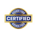 Kosher Food Certified Badge, Rubber Stamp, Emblem, 100 Percent Kosher Product Certified Logo, Label, Food Product Design Elements Royalty Free Stock Photo