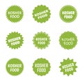 Kosher food icon set, jewish healthy food labels