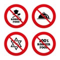 Kosher food product icons. Natural meal symbol