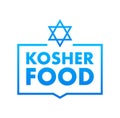 Kosher food product sign label, sticker. Certified kosher sign. Vector stock illustration.