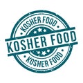 Kosher food round blue grunge stamp badge Royalty Free Stock Photo