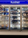 Kosher food in supermarket refrigerator Royalty Free Stock Photo