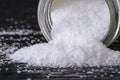 Kosher Salt Spilled from a Spice Jar Royalty Free Stock Photo