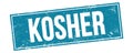 KOSHER text on blue grungy rectangle stamp