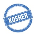 KOSHER text on blue grungy round stamp