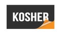 KOSHER text written on black orange sticker