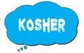 KOSHER text written on a blue thought bubble