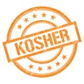 KOSHER text written on orange vintage stamp
