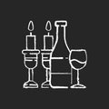 Kosher wine chalk white icon on black background