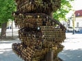 Kosice, Slovak Republic - May 2, 2018: Part of The Key Sculpture in Kosice park, close-up. The installation of the word `Revoluce