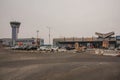 Kosice International Airport, Main Building on Left and Air Traffic Control Tower on Left Royalty Free Stock Photo