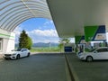 Exterior of an OMV petrol station. Gas station in Slovakia .