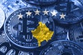 Kosovo bitcoin flag, national flag cryptocurrency concept