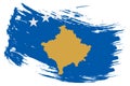 Kosovo brush stroke flag vector background. Hand drawn grunge style Kosovan isolated banner