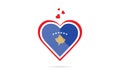 Kosovo country flag inside love heart creative logo design