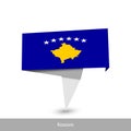 Kosovo Country flag. Paper origami banner
